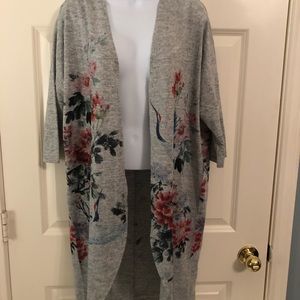 Heather grey duster with bird detail